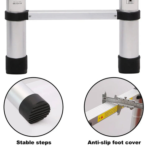 Telescopic Ladder 12.5ft Aluminum Telescoping Ladder With Non Slip Feet And Stable Hook details of non-slip feet