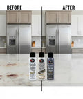 Before and after using Stone Care Kit For Granite And Quartz 3 Piece Maintenance Set With Cleaner Sealer And Polish on kitchen countertop