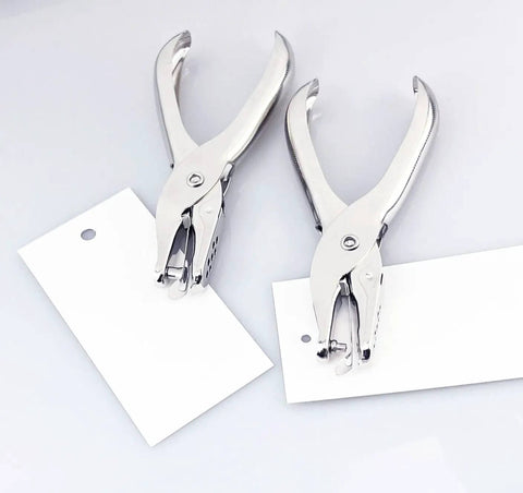 2 Pack Mini Hole Punches 1 Eighth Inch And 1 Quarter Inch Handheld Circular Paper Punch with tags for DIY crafts.