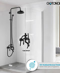 Oil Rubbed Bronze Wall Mount 8 Inch Round Shower Head Triple Function Exposed Pipe System With Brass Construction