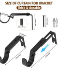 Dimensions of Heavy Duty Curtain Rod Brackets For 1 Inch Rods Adjustable Wall Mount Iron Rod Holders with screws and anchors.