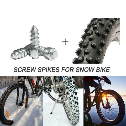 Tough As Nails 12mm Carbide Tire Studs And Snow Spikes Provide Badass Traction On Slippery Winter Pavement, 12mm spikes on snow bike.