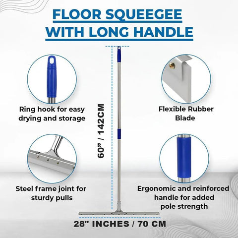 28 Inch Heavy Duty Squeegee For Concrete Floors And Wet Surfaces With Industrial Rubber Blade Quick Water Removal Tool For Garages