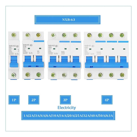 Built Tough 2 Pole Mini Circuit Breaker 230 400V with Live Leak Tracking displayed in various sizes for electrical panels.
