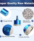 Close-up view of Dry Diamond Core Drill Bit Set 2 Pc 2 Inch 50mm Diamond Hole Saw Core Bits With Triangle Shank showcasing features.