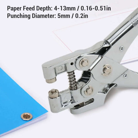 Close-up of Heavy Duty Single Hole Puncher For Office And School Paper Craft Work Handheld Metal Eyelet Grommet Punch Tool with 5mm diameter