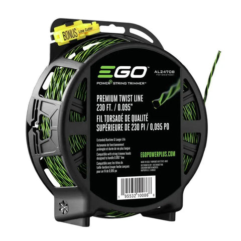 Dual Color Bi-Component Twist Trimmer Line, 0.095 Inch, 230 Feet spool, pro grade replacement string on EGO brand packaging