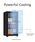 Front view of Small But Mighty Beverage Refrigerator With Double Glass Door, 3.2 Cu Ft Mini Fridge For Soda Beer Or Wine, 105 Can Capacity.
