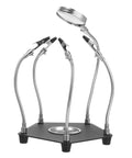 Helping Hands Soldering Tool With LED Magnifying Lamp And Adjustable Arms, six-arm stand on black base for jewelry projects
