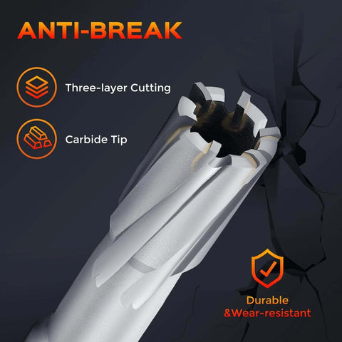 Bonvoisin 12‑pc annular cutter set with carbide tips for mag drill, 1/2"–1-1/16" diam