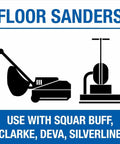 Illustration of floor sanders compatible with Silicon Carbide Floor Sanding Sheets 12x18 80 Grit 20 Pack for Clarke Deva Silverline.