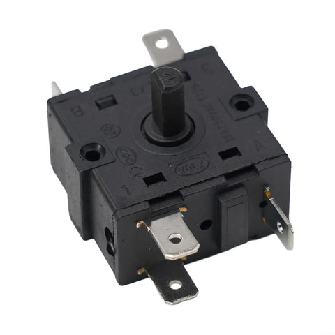 Electric Room Heater Rotary Switch 250V 16A With 3 Pin And 5 Pin Selector Control, black durable dial for temperature management