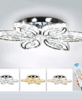 20 Inch Dimmable Modern Crystal Chandelier With LED Flower Design, K9 Crystal Pendant Ceiling Light in three light tones