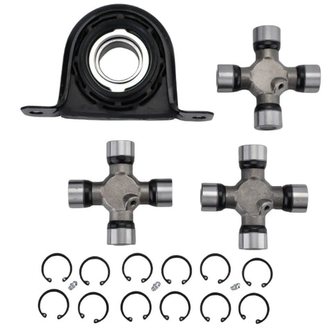 Beefed-Up Rear Drive Shaft Carrier Bearing And U Joint Kit For Ford F-250 F-350 Super Duty 1999 To 2010 7.3L 6.0L 6.8L V10 Power Stroke Engines Replacement Full Set 100 Percent Tested, carrier bearing and U-joint kit with clips