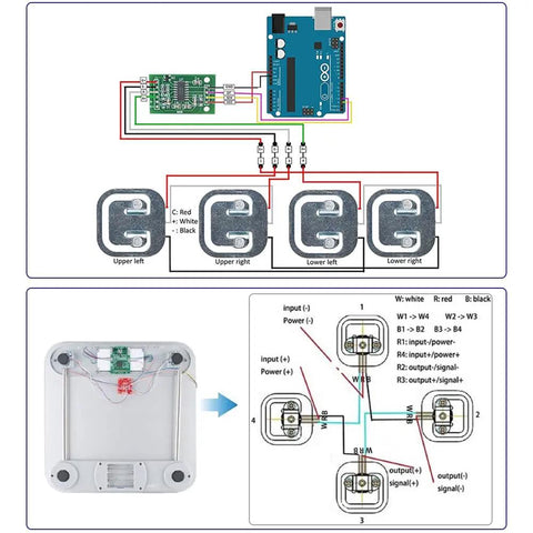 50Kg Load Cell Weight Sensor Half Bridge Strain Gauge HX711 Module For DIY Digital Scale Projects With Easy Setup Broad Community Support And Plug And Play Tinker Friendly Design wiring diagram with Arduino and four load cells