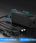 Xbox 360 Slim Power Supply Replacement With Dope Quiet Cooling Fan AC Adapter For Xbox 360 Slim Console Non OEM Replacement Boosted Cooling And Smooth Performance Easy Plug And Play, black PSU with AC and DC cables