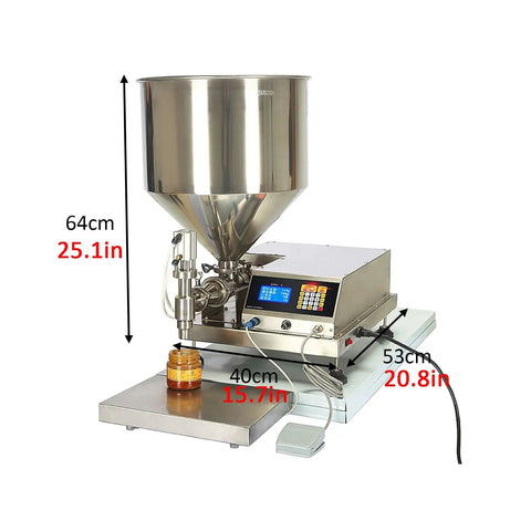 No Fuss Paste Filling Machine With Digital Display And Foot Switch Plug And Play Setup Smooth Operation Built Tough For Small Business Creams Honey And Jam with stainless steel hopper.
