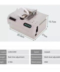 Compact Automatic Paper Strapping Machine With Counting Function for albums medicine boxes food and cards, shown with dimensions