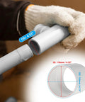 Twenty Pack Heavy Duty White Pvc Pipe Fitting Coupling Adapters Four Inch By Three Eighths For Plumbing Hydraulics And Pneumatic Systems shown with OD measured at 4.33 inches.