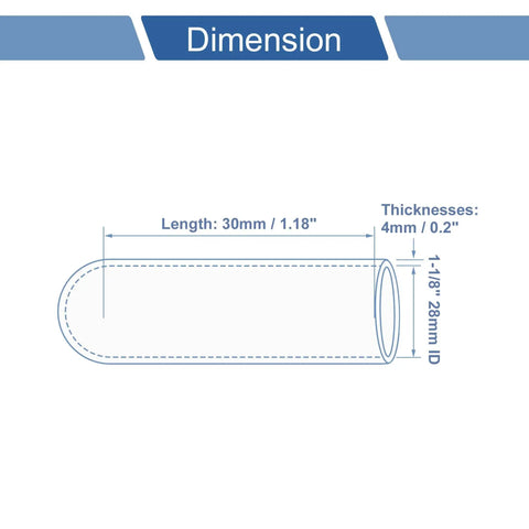 Diagram of Silicone Hose End Cap 1-1/8 Inch ID 28mm With 3-Ply Polyester Layer, showing dimensions and thickness in blue.