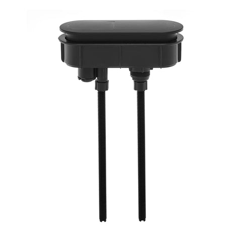 Black Toilet Hardware Kit With Customizable Seat Hardware And Push Buttons, QQ Feet Included, front view, matte black.