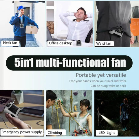5in1 fan usage examples for 2024 Upgrade Waist Clip Fan Portable Personal Body Cooler With 10000mAh Battery