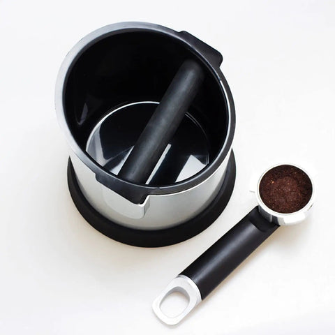 Badass Espresso Knock Box With Detachable Scraper And Shock Absorbent Base 700ML huge capacity grounds bin and scraper.