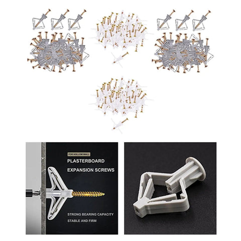 Hollow Wall Anchor Kit 400pc Assortment For Drywall Do It All Expansion Anchors With Split Rib Design Anti Rotation Rust Resistant And Heavy Duty Durable Fasteners For Easy Secure Mounts, white plastic anchors and screws