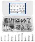 60 Piece Stainless Clevis Pins Set With Holes - M3, M4, M5 Flat Head Location Pins in box, 12 sizes, 304 stainless steel.