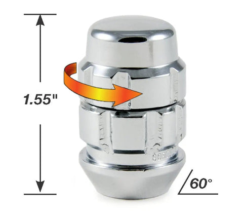 Acorn Chrome Wheel Lock 12mm X 1.50 Thread Size X2 Dual Stage Security with Hardened Steel Construction Chrome Plated Pack of 4