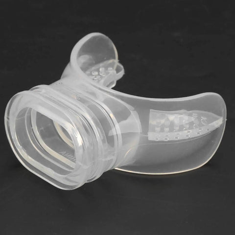 4 Pack Silicone Mouthpiece For Scuba Regulator Replacement, Built Tough Comfort Bite, clear silicone, close-up side view