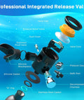Exploded view of components for 0.5L Portable Scuba Tank For Freediving And Snorkeling, Reusable Emergency Pony Bottle.