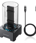 Straight Fire USB4 40Gbps M.2 NVMe SSD Enclosure Docking Station with low noise fan and USB-C cable for gaming and editing.