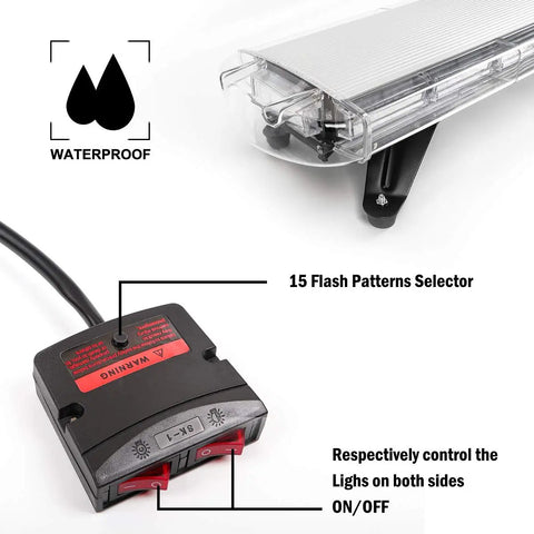 Straight Up 47 Inch 88 Watt Amber White Led Emergency Warning Beacon Strobe Light Bar With Slick Low Profile Rooftop Mount And 13 Modes For Badass Work Trucks And Vans
