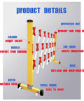 Flexible Expandable Safety Fence With Smooth Rolling Casters For Crowd Control And Room Dividing Hella Durable Telescopic Guardrail Gate with bright colors and anti-slip base.