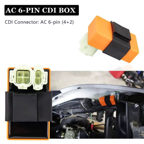 High Performance Ignition Coil Kit For 50cc 125cc 150cc Scooters ATVs Go Karts And Mopeds Includes 6 Pin AC CDI Box shown installed