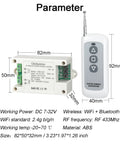 Front view of white DC7-32V WiFi smart actuator motor controller with green terminal block and RF remote.