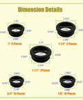 35 Piece Top Hat Rubber Grommet Kit Built Tough Five Sizes Three Quarter Inch Seven Eighth Inch One Inch One And A Quarter Inch One And A Half Inch Silicone High Temp Flame Resistant Grommets For Wiring Firewall Holes Cable Bushing And Irrigation dimension chart