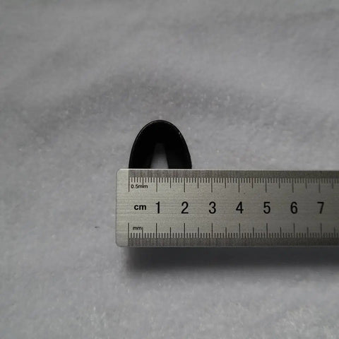 Iron Fuchi Kashira Set For Samurai Swords Koshirae Tsuka Ferrule End Cap Pommel Fit with ruler showing 4cm length, black iron finish.