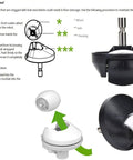 Diagram showing assembly instructions for Roomba front caster wheel with stepwise guide and labeled parts.