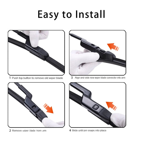 Installation steps for Top Shelf Front And Rear Windshield Wiper Blades For 2024 To 2026 Chevrolet Trax, showing wiper blade connector installation.