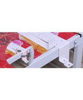 Adjustable Folding Bed Side Guard Rail Grab Bar With Red Wood Grain Assist Handle mounted on bed corner.