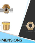 Dimensions of Heavy Duty Half Inch RV Water Heater Drain Valve Replacement With Durable Brass Construction And PTFE Tape For RVs
