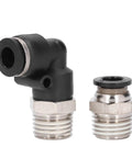 Check Out This Badass Pneumatic Fittings Kit With Push Lock Air Hose Connectors That Crush High Pressure Up To 145Psi For All Your PU PA PE PVC Pipes In Dope Industrial Setups Today, black 90-degree fitting