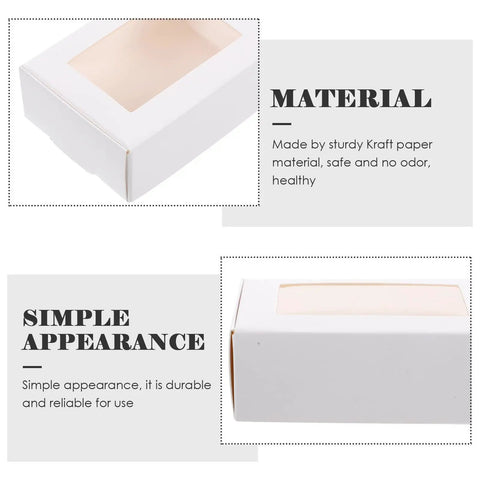 Kraft Paper Cookie Boxes With Clear Window Safe And Odorless Bulk Pack Of 50 Mini Treat Boxes showing material quality.