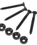 Guitar Neck Screws And Joint Bushing Set For Electric Bass 4 Piece Ferrule Fasteners With Shims String Ferrules Durable Metal Hardware For A Quick Snug Neck Fit And Rock Solid Install Black, 4 black screws and 4 bushings