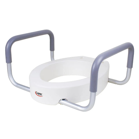 3.5 Inch Raised Toilet Seat With Arms For Easy Sit And Stand, Elongated Riser Up To 250 Lbs, Universal Fit, Slip Resistant With Padded Handles