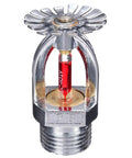 Pack Of Two Tough Pendent Fire Sprinkler Heads With Straightforward Half Inch Thread And Snappy K80 Activation At 155F For Dang Reliable Building Safety Using Heavy Duty Copper Chrome Design, detailed close-up view of sprinkler head.