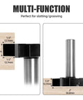 Spoilboard Surfacing Router Bit 1/2 Inch Shank 2 Inch Diameter 4-Wing YG6X Carbide Rabbet Slot Cutter with measurement details