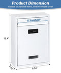 Outdoor Wall Mount Mailbox With 3 Digit Combination Lock, Weatherproof Drop Box For Mail, Donations, Ballots Or Suggestions, 12.4H x 8.54L x 3.35W, White